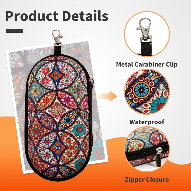 FlyingMage Store Double Eyeglasses Case, Hard Shell Dual Sunglasses Organizer with Zipper Clip Travel Glasses Storage for Women Men - Image 3